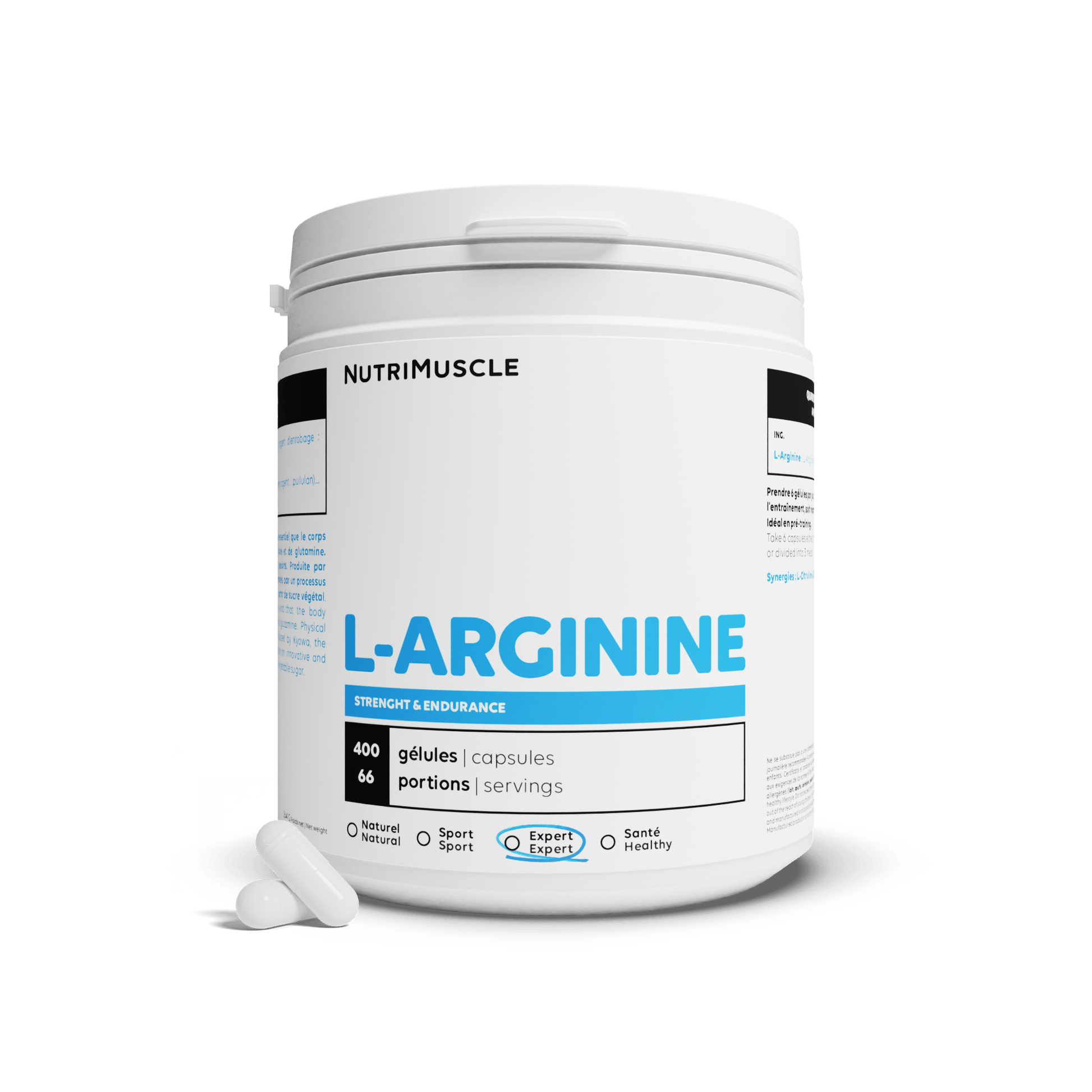 Nutrimuscle Acides aminés 400 gélules Arginine (L-Arginine Base)