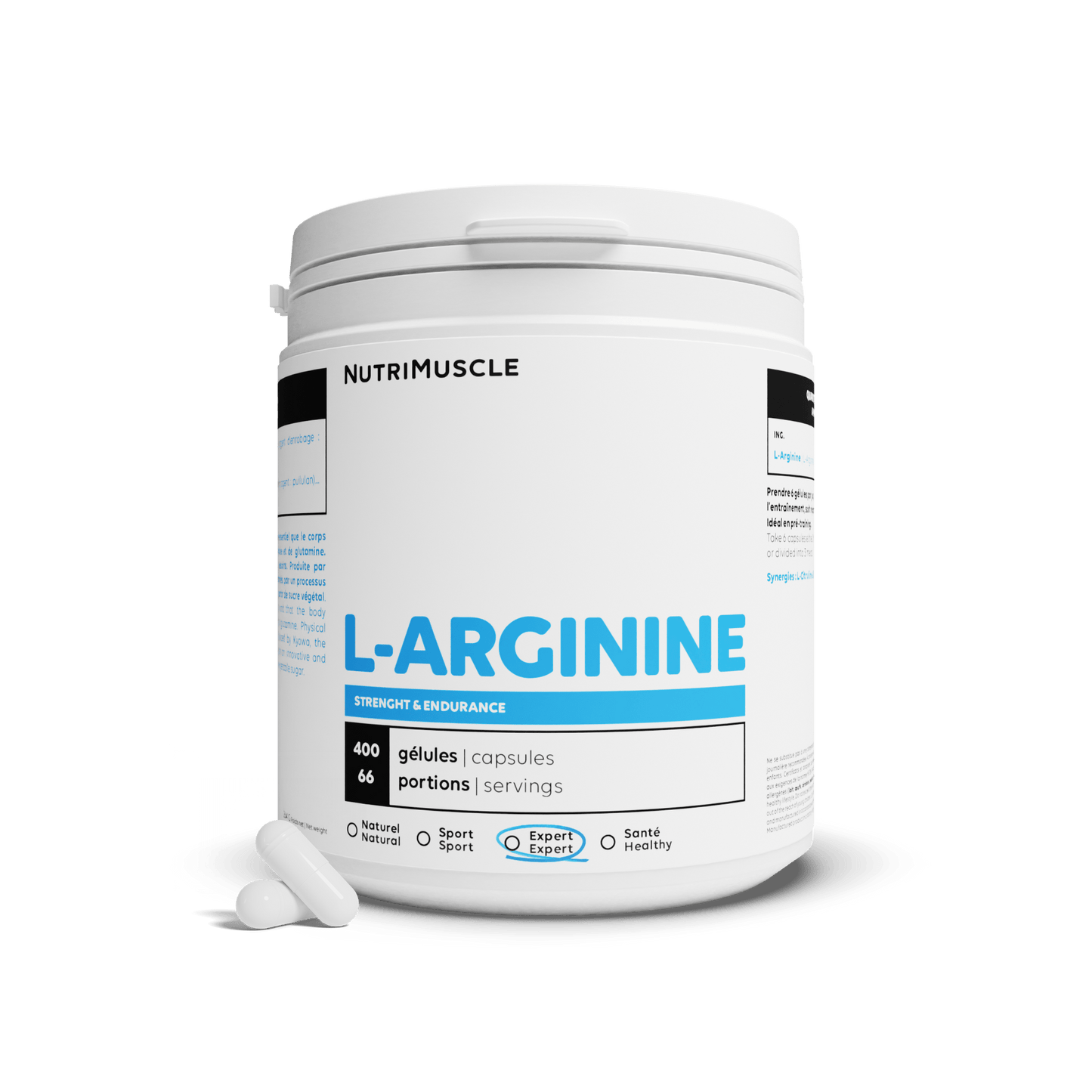 Nutrimuscle Acides aminés 400 gélules Arginine (L-Arginine Base)
