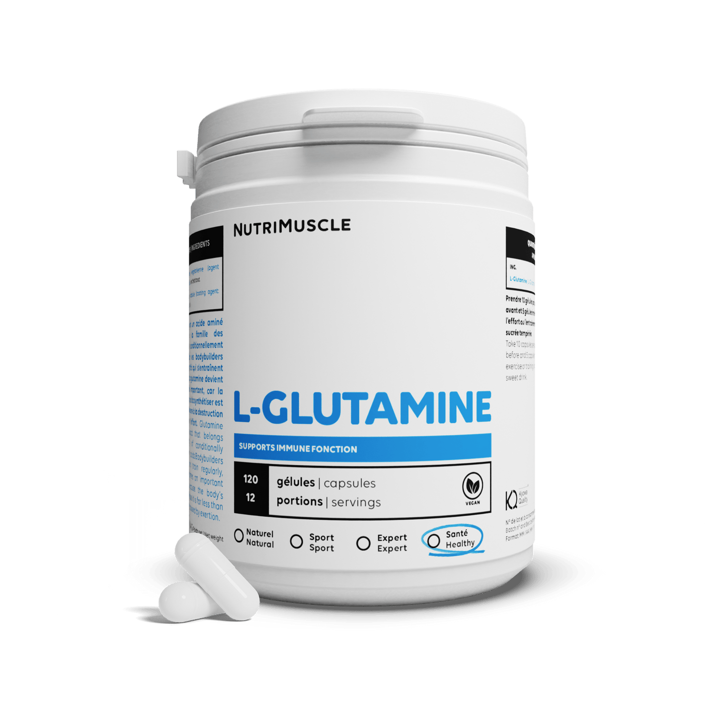 Nutrimuscle Acides aminés 120 gélules Glutamine (L-Glutamine) en gélules