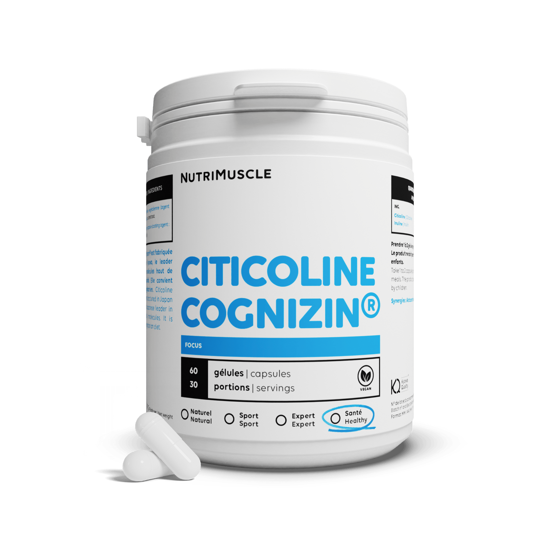 Nutrimuscle 60 gélules Citicoline (CDP-choline) en gélules