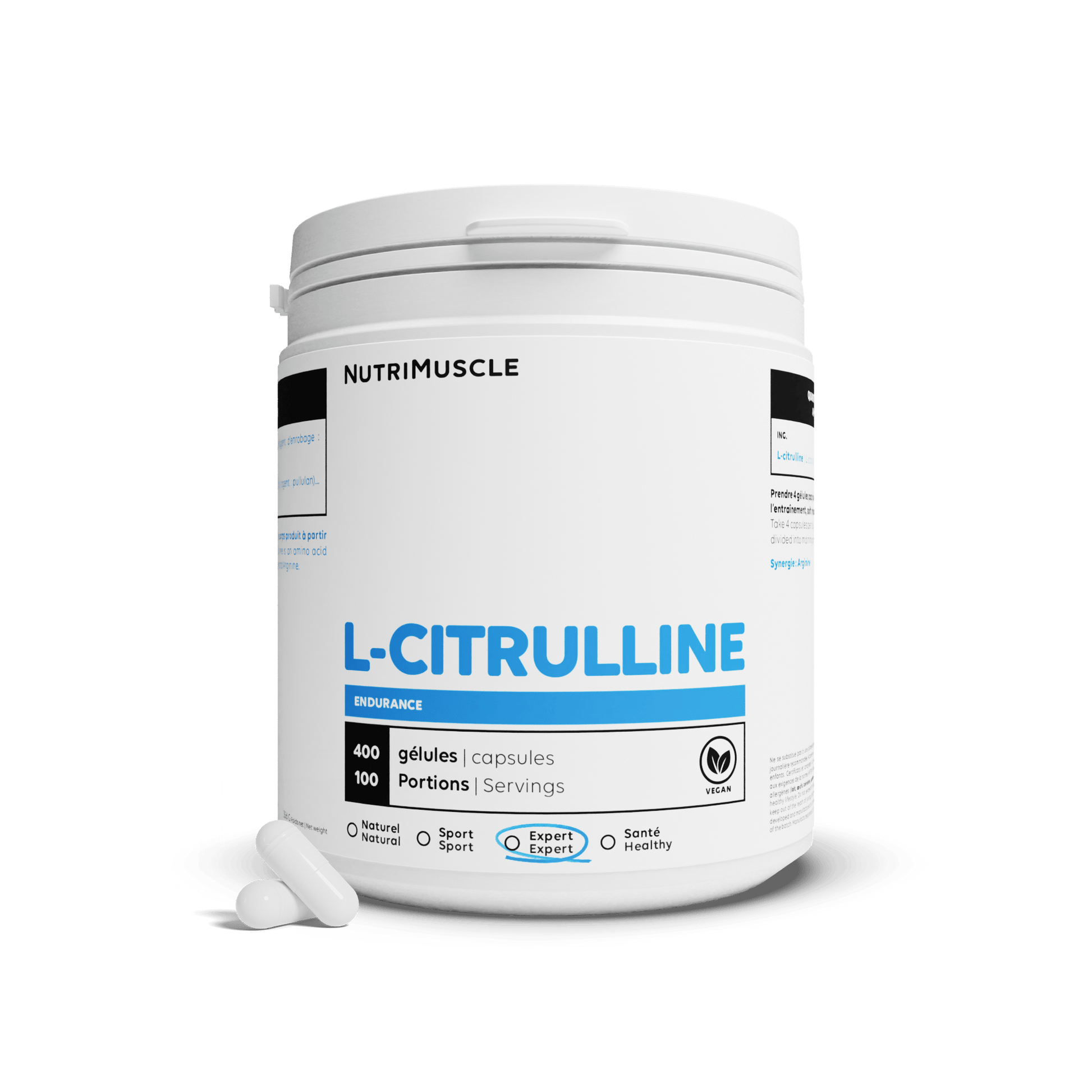 Nutrimuscle 400 gélules Citrulline (L-citrulline base) en gélules