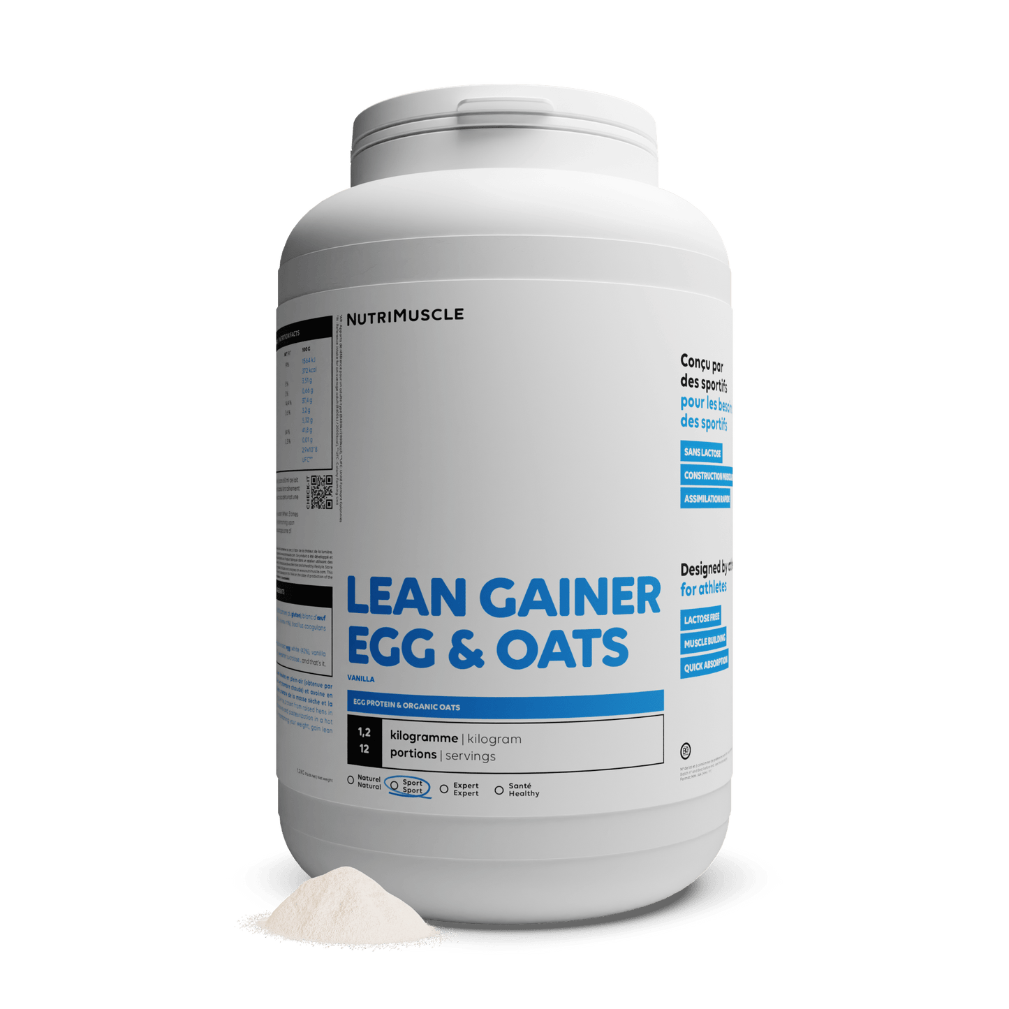 Nutrimuscle Glucides Lean Gainer Protéine d'œuf Avoine