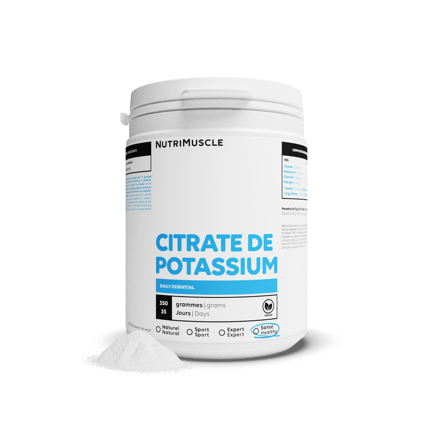 Nutrimuscle Minéraux 350 g Citrate de Potassium en poudre