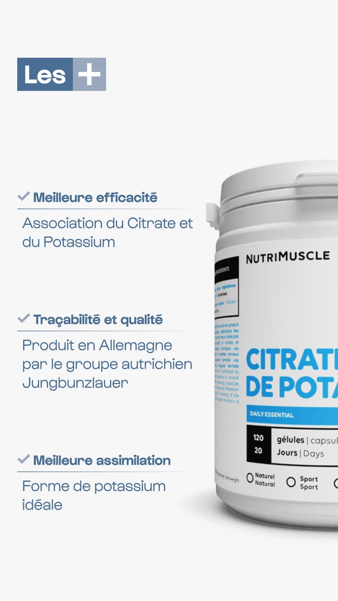 Nutrimuscle Minéraux Citrate de Potassium en poudre