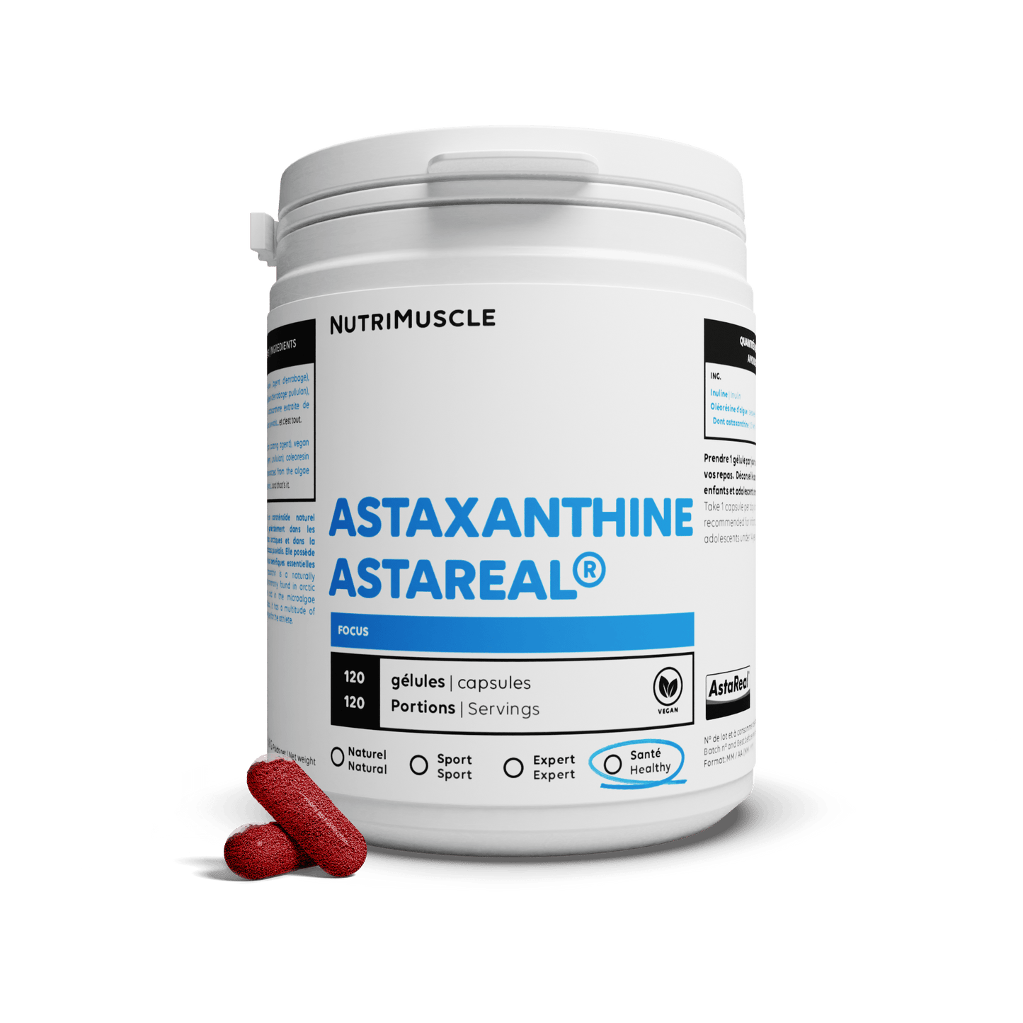 Nutrimuscle Nutriments 120 gélules Astaxanthine Astareal®