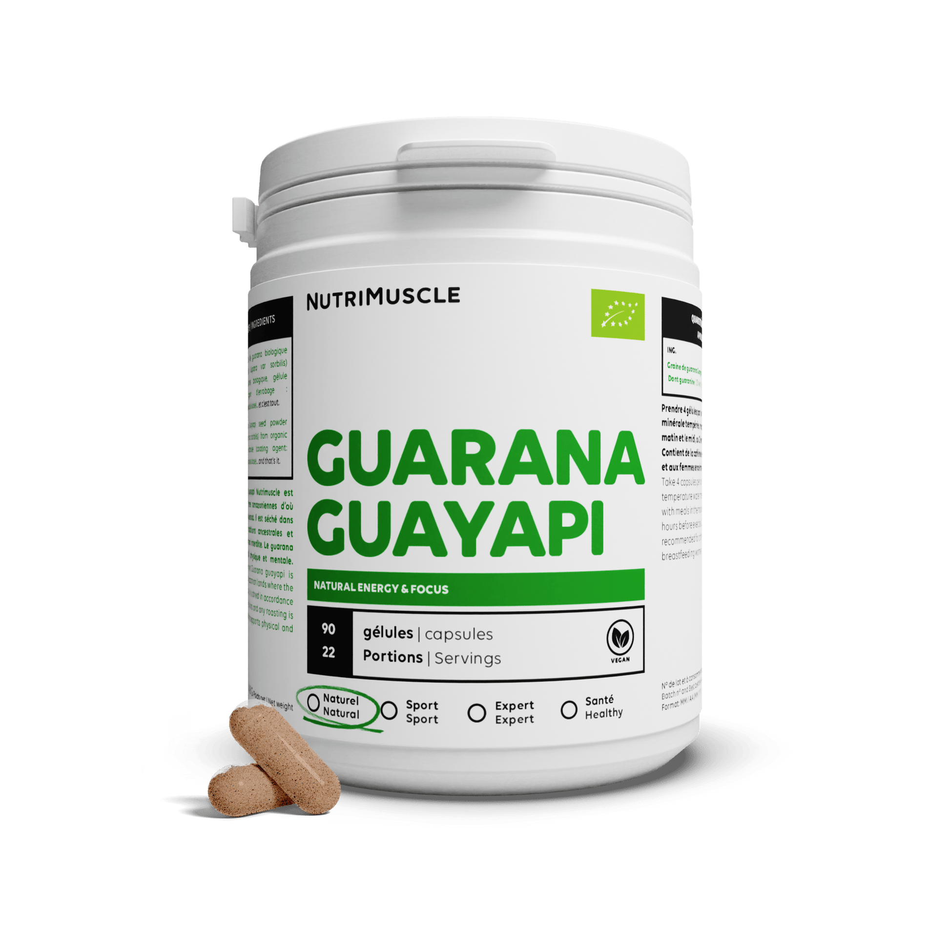 Nutrimuscle Plantes 90 gélules Guarana Biologique