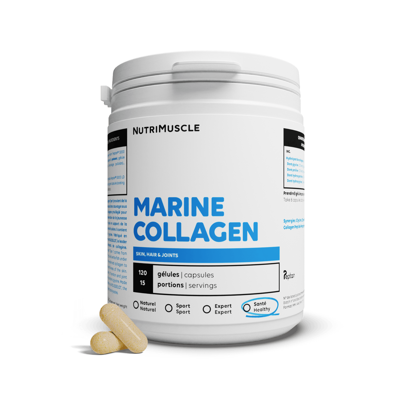 Nutrimuscle Protéines 120 gélules Collagène Marin Peptan® 1 en gélules