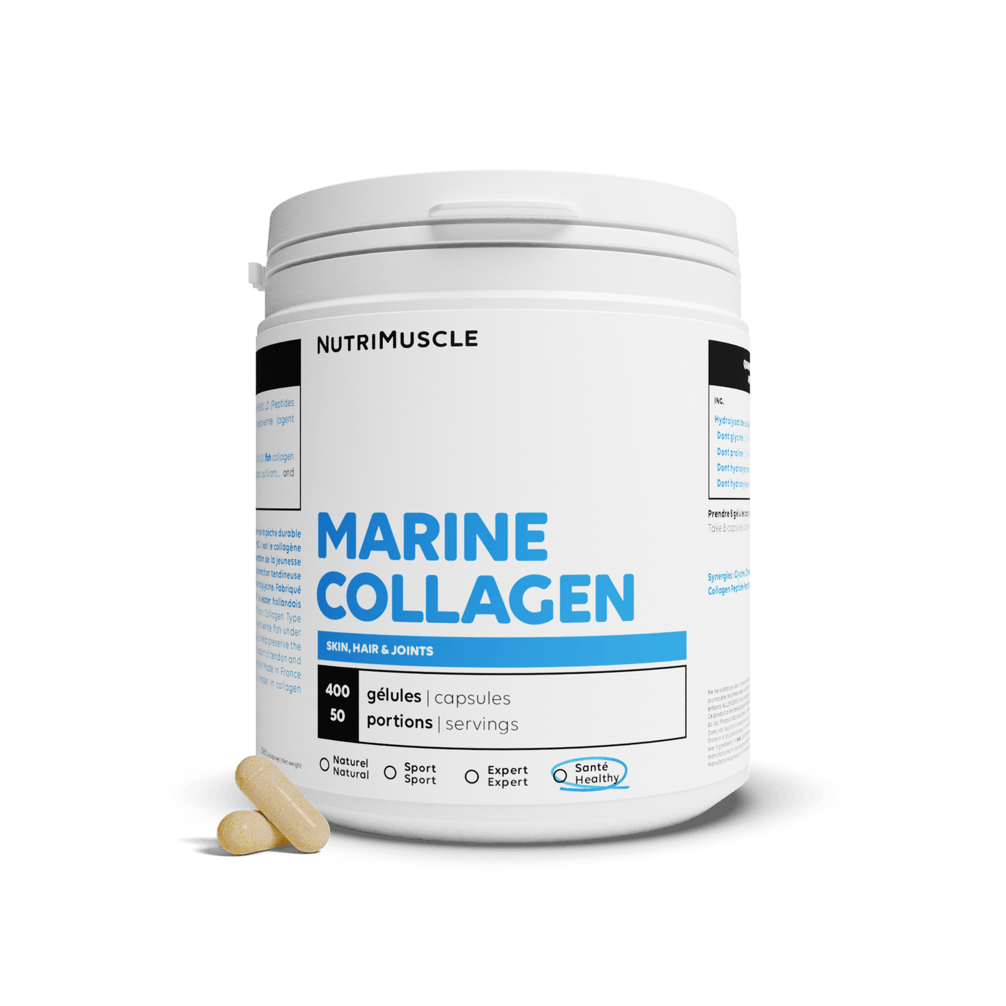 Nutrimuscle Protéines 400 gélules Collagène Marin Peptan® 1 en gélules