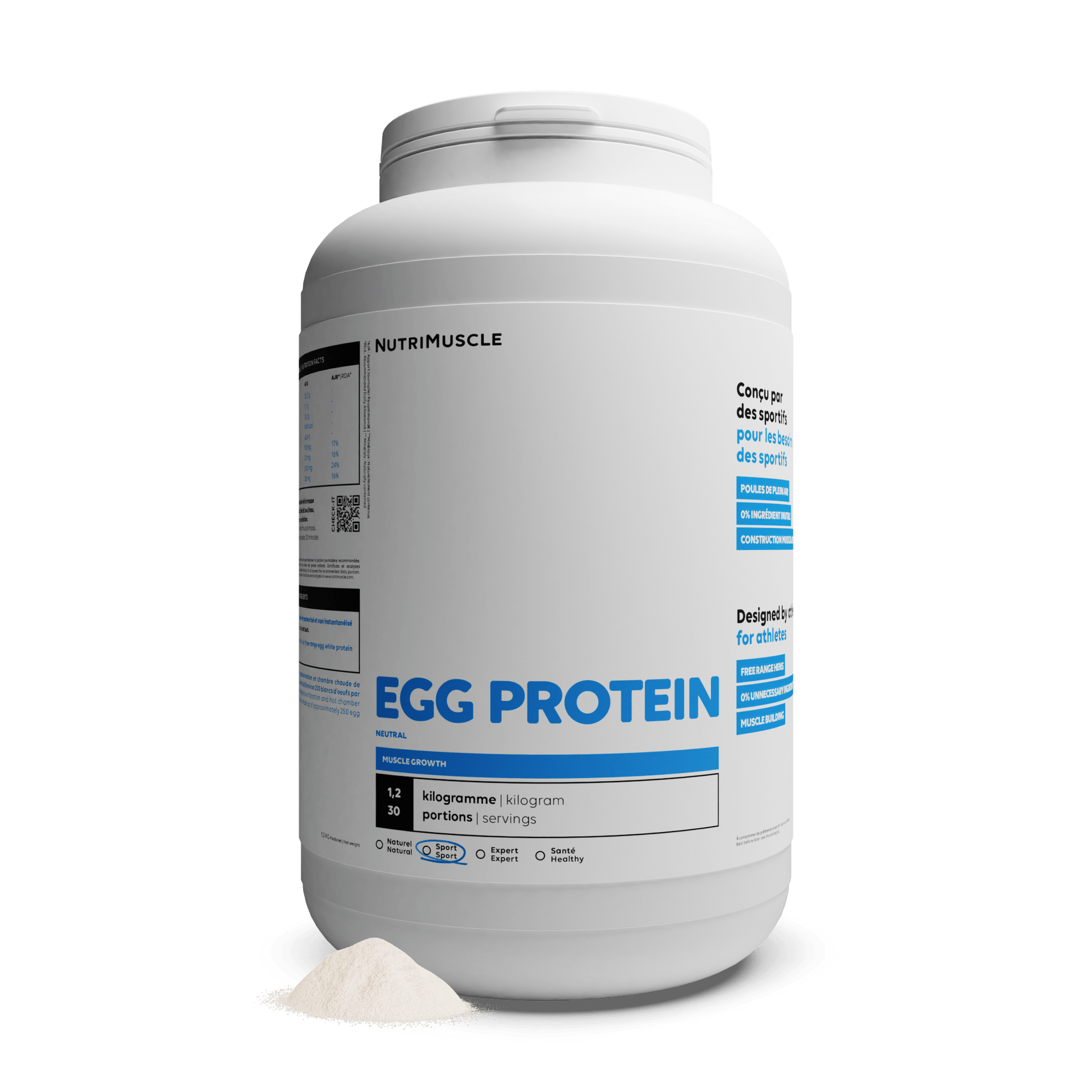 Nutrimuscle Protéines Nature / 1.20 kg Protéine d'œuf en poudre