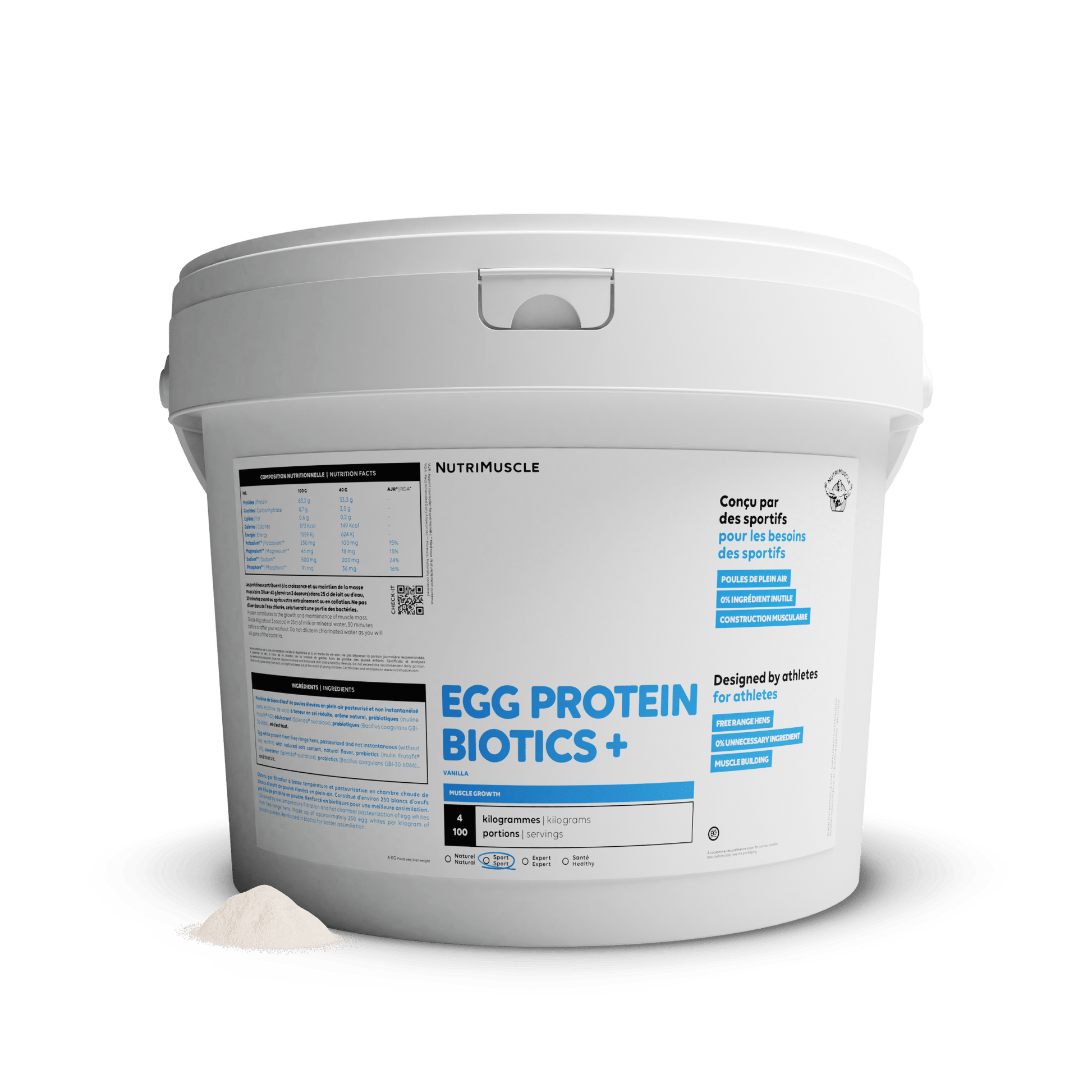 Nutrimuscle Protéines Vanille / 4.00 kg Protéine d'œuf en poudre