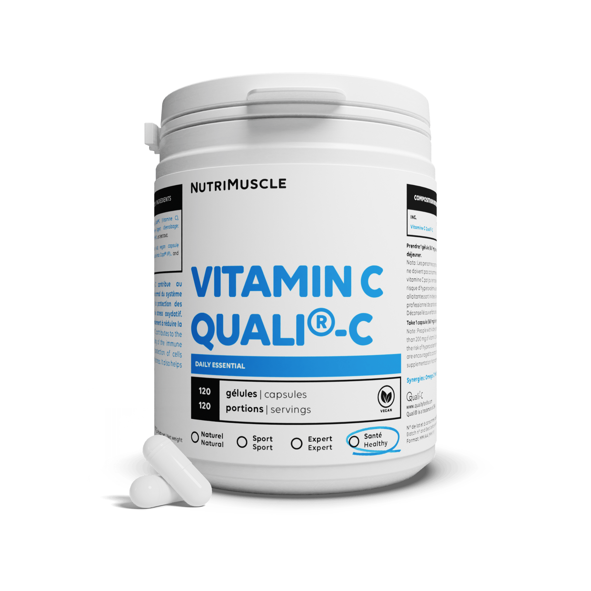 Nutrimuscle 120 gélules Vitamine C Quali®C en gélules